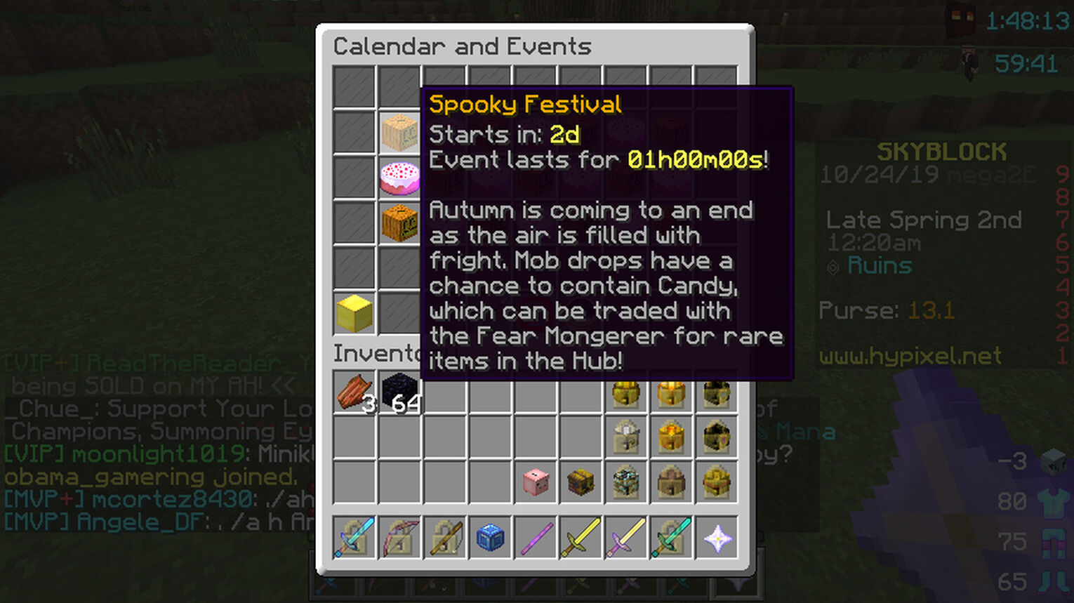 Minecraft Hypixel Calendar and Events