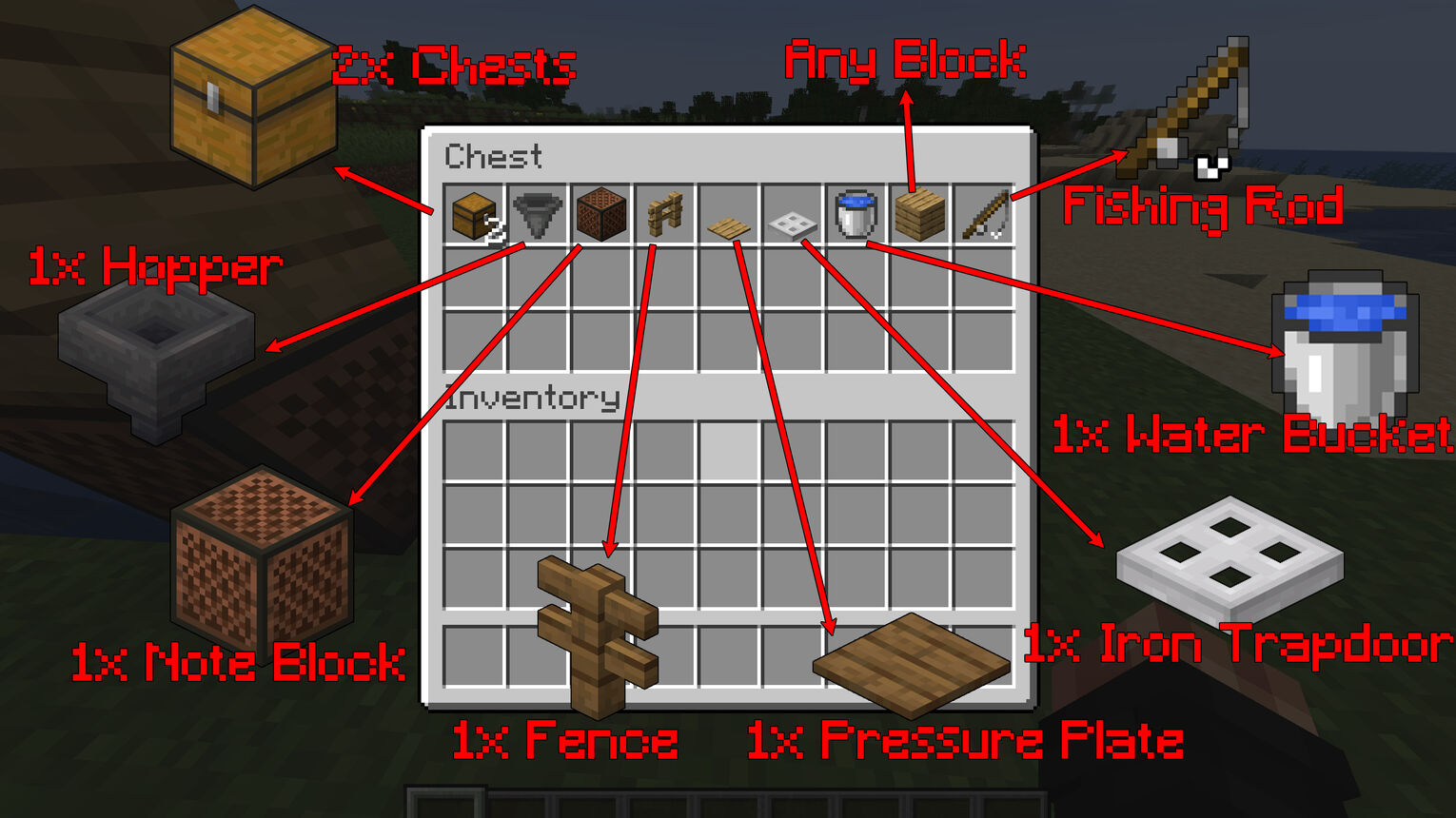 Minecraft Items Needed for Easy AFK Automatic Fish Farm