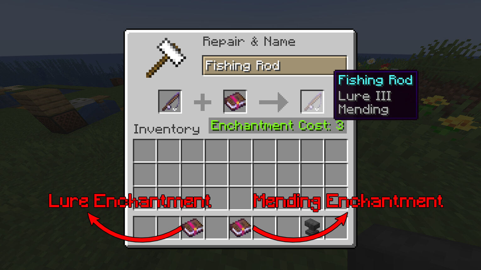 Minecraft Recommended AFK Farm Fishing Rod Enchantments