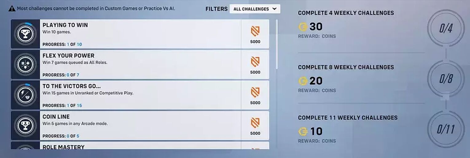 Weekly Challenges Overwatch