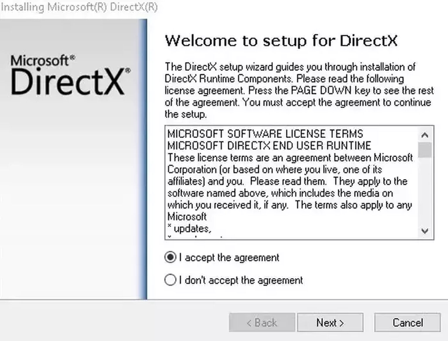 Update Microsoft DirectX