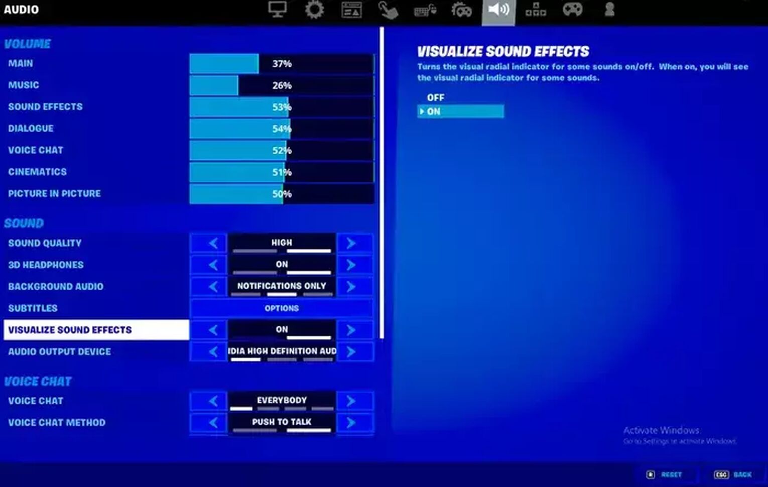 Fortnite Turn on Visual Footsteps  Visual Sound Effects Feature