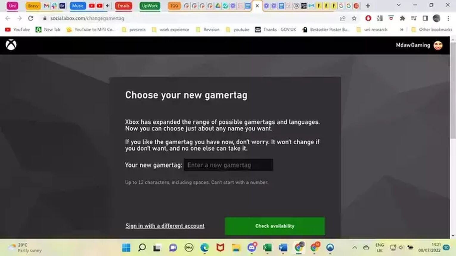 Change Xbox Gamertag Through web