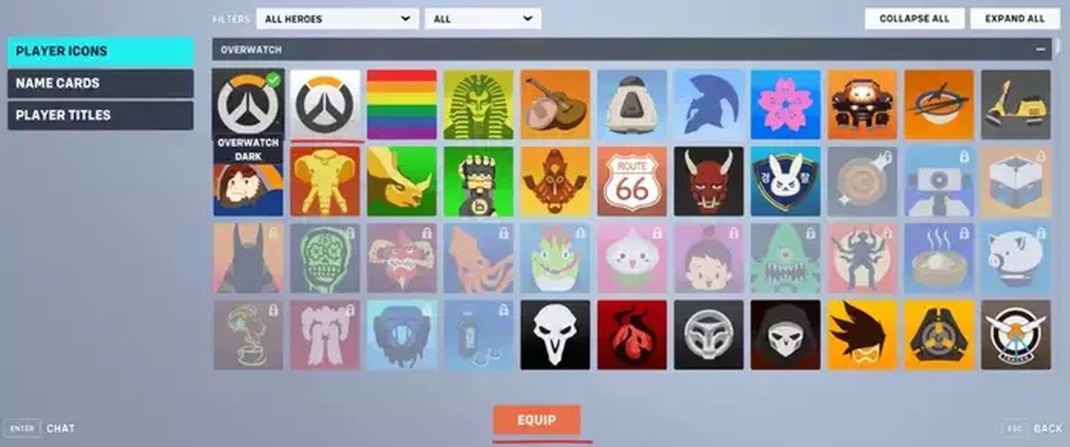 Choosing Player Icon Overwatch