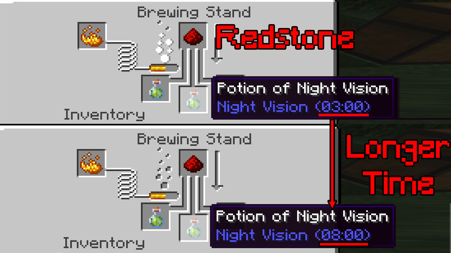 Minecraft Night Vision Potion How to Extend Time WIth Redstone