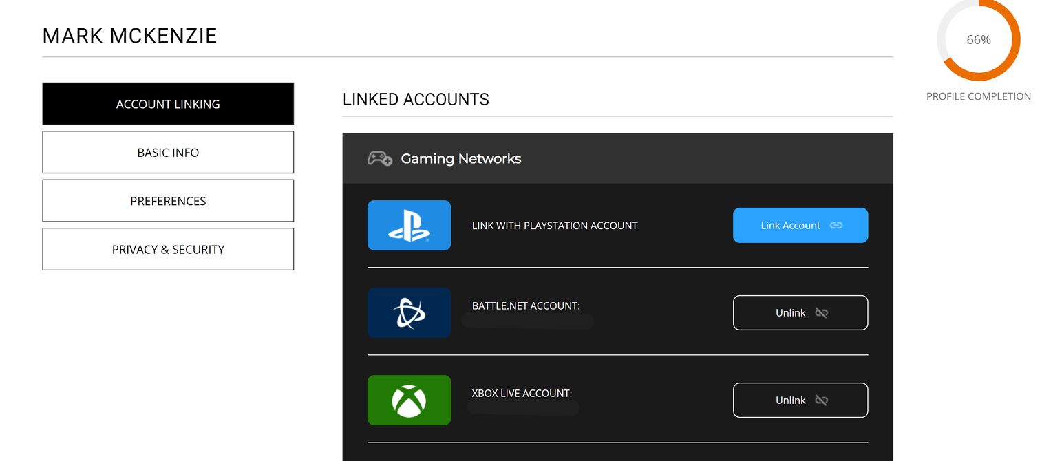 Activision Account Unlink Page
