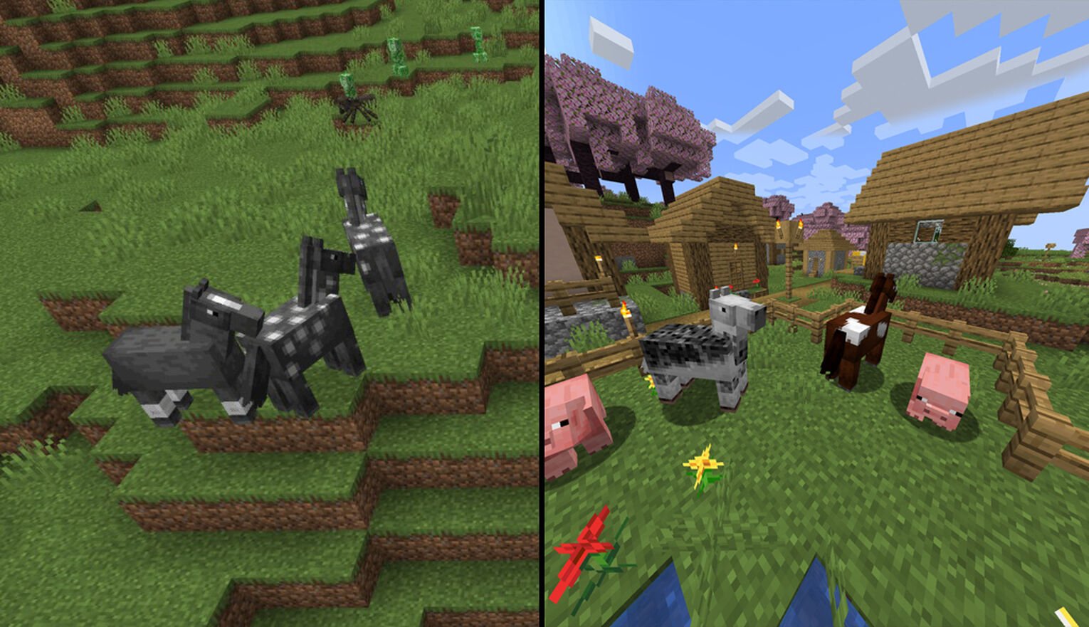 Les chevaux de Minecraft poussent dans les biomes et les villages