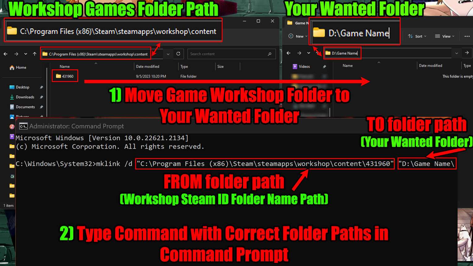 Steam How to Move Workshop Game Files Folder