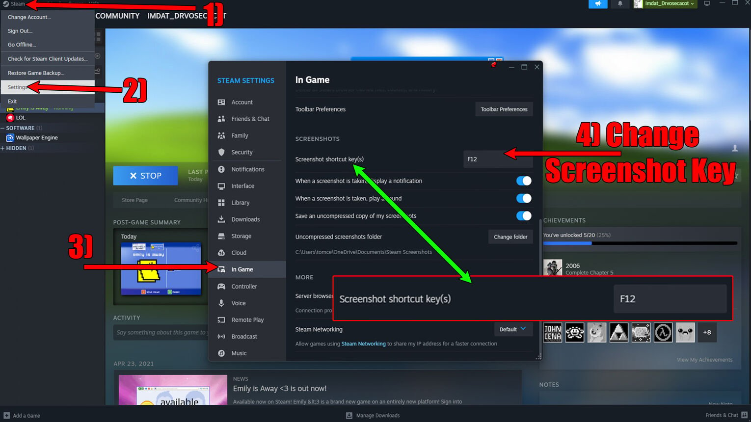 Steam How to Change Screenshot Key