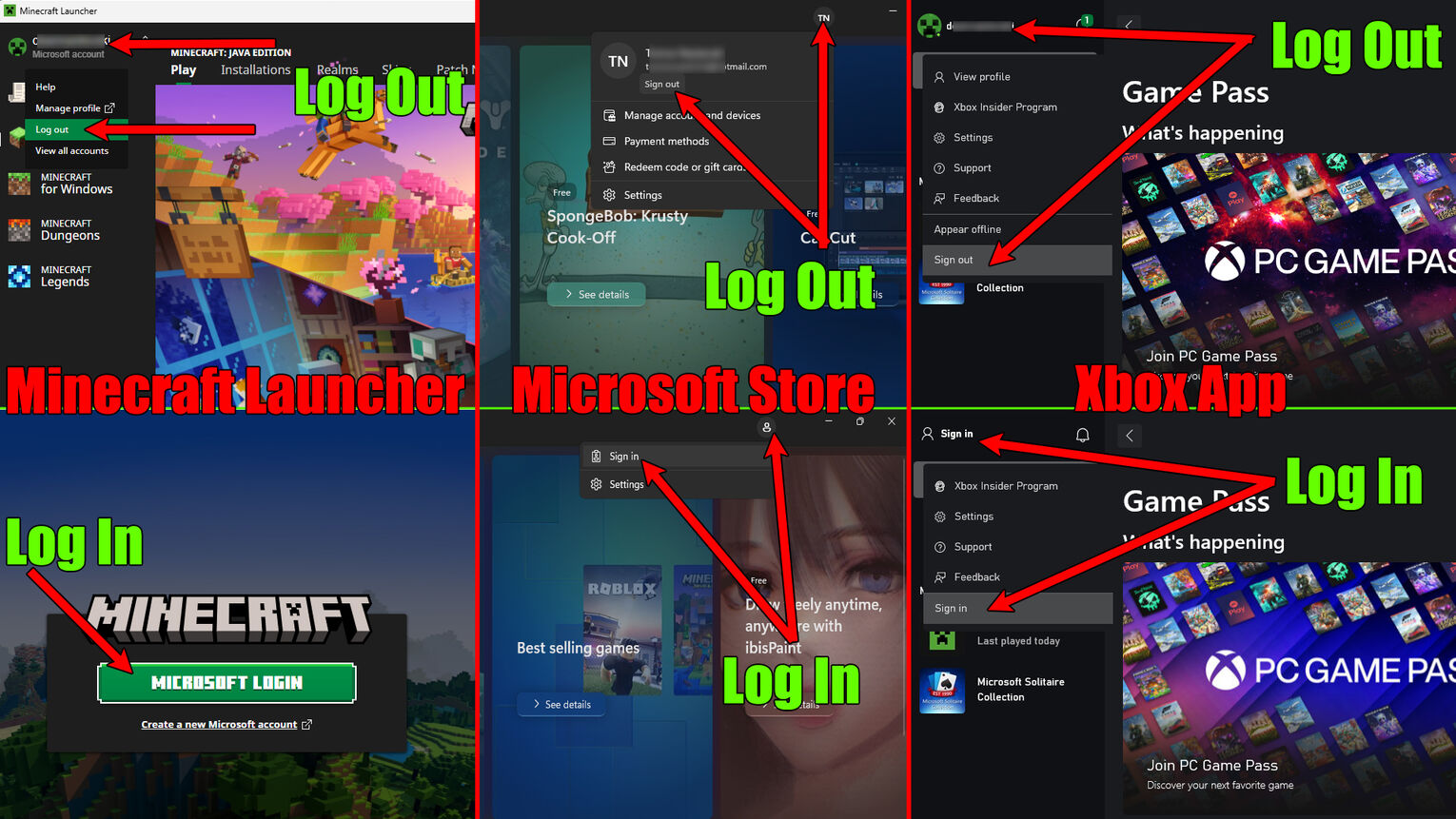 Minecraft Account Relog Launcher Microsoft Store Xbox App