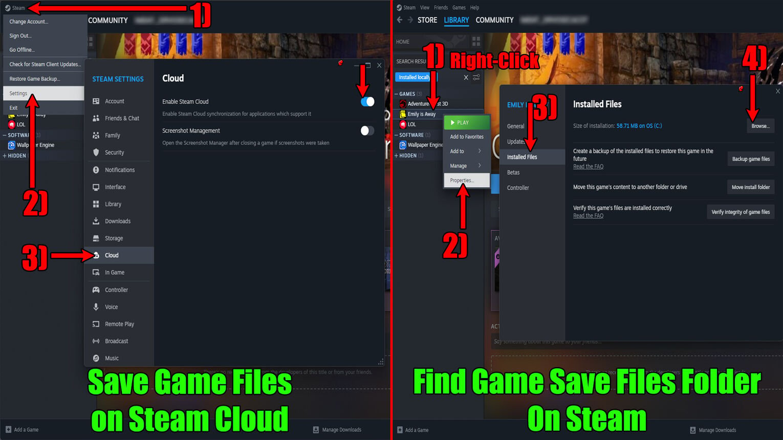 Steam Enable Cloud and Browse Local Game Files