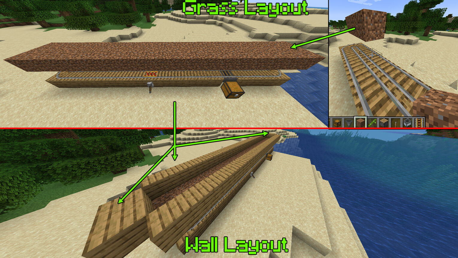 Minecraft Bamboo Farm Dirt Block and Wall Layout