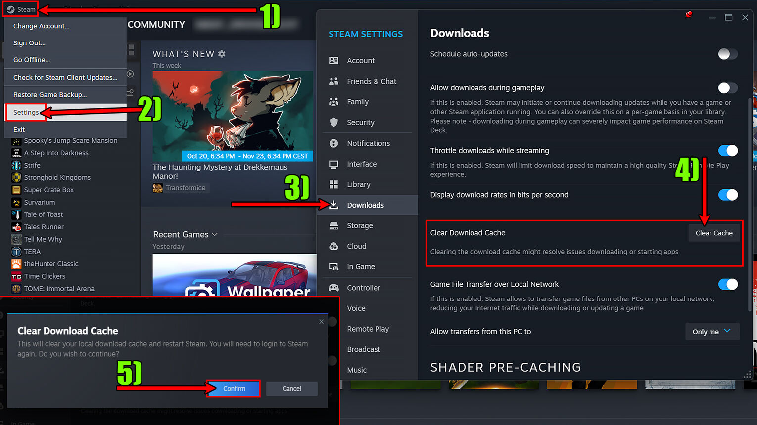 Steam How to Clear Download Cache Data