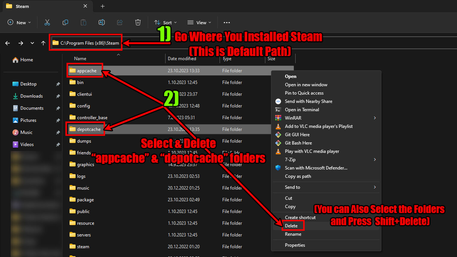 Steam How to Find and Delete Cache Folders on PC