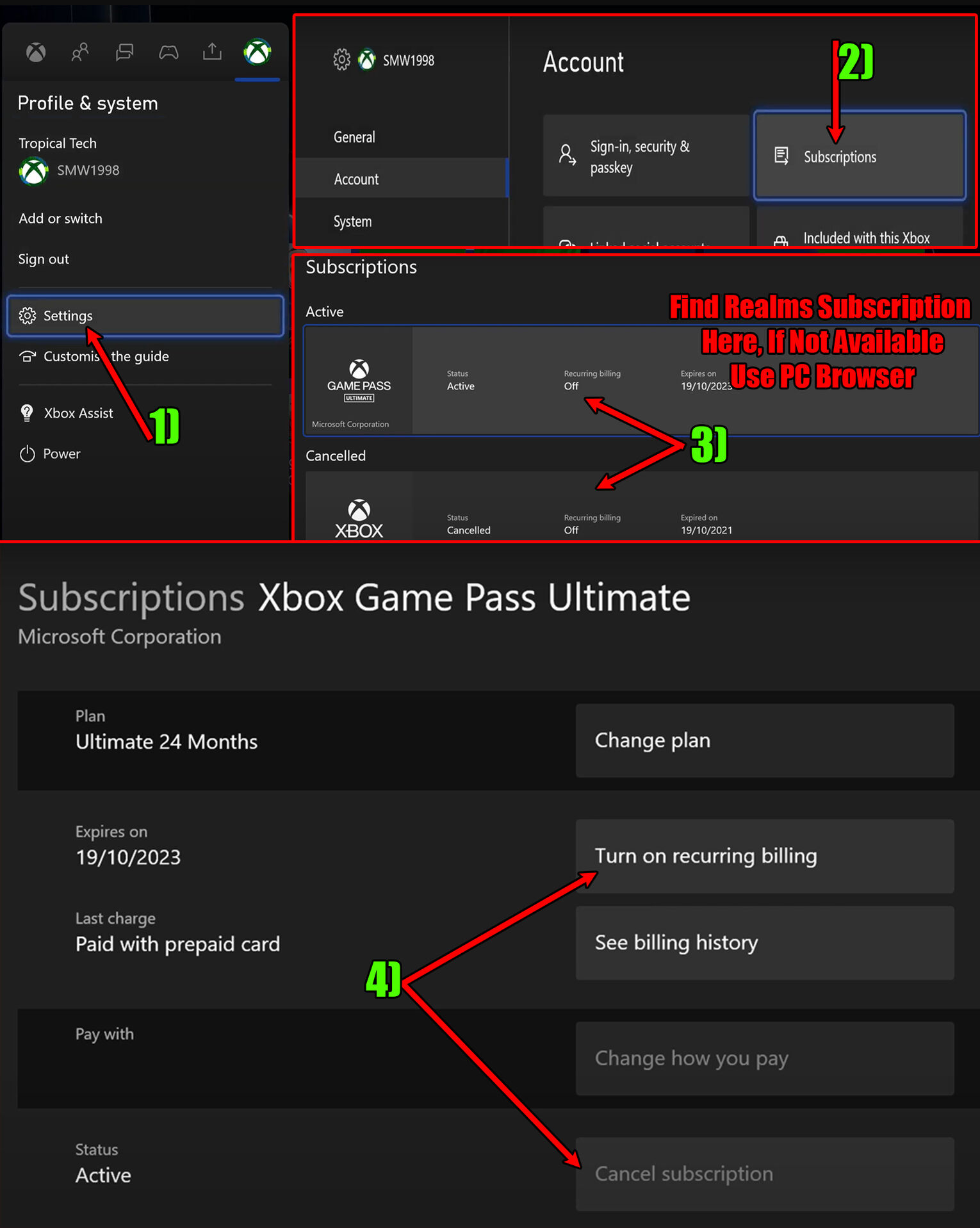 Minecraft How to Cancel Realms Subscription on Xbox