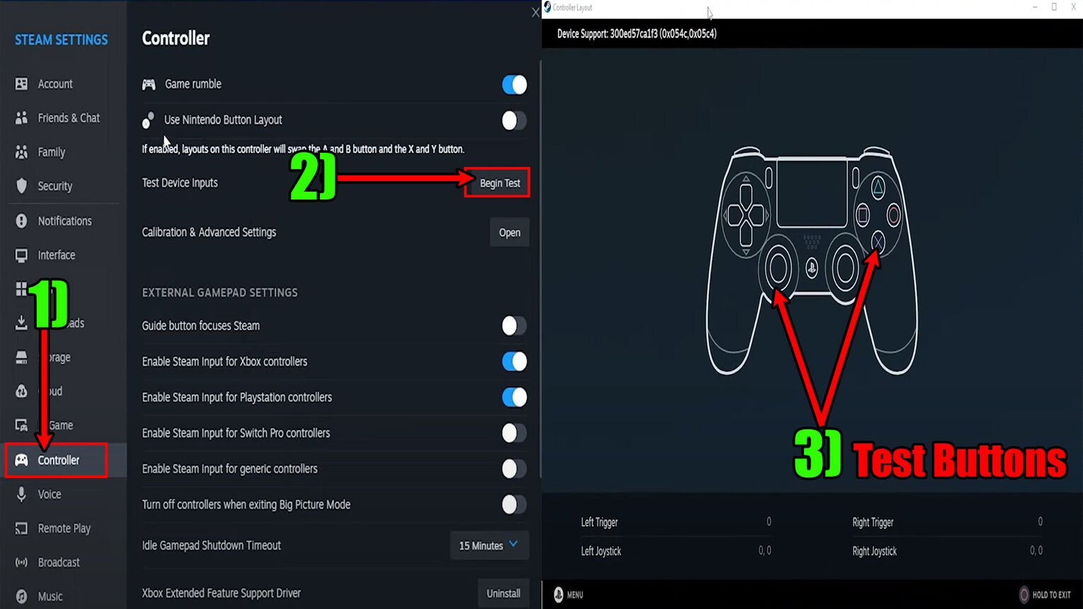 Steam How to Test PS4 Controller