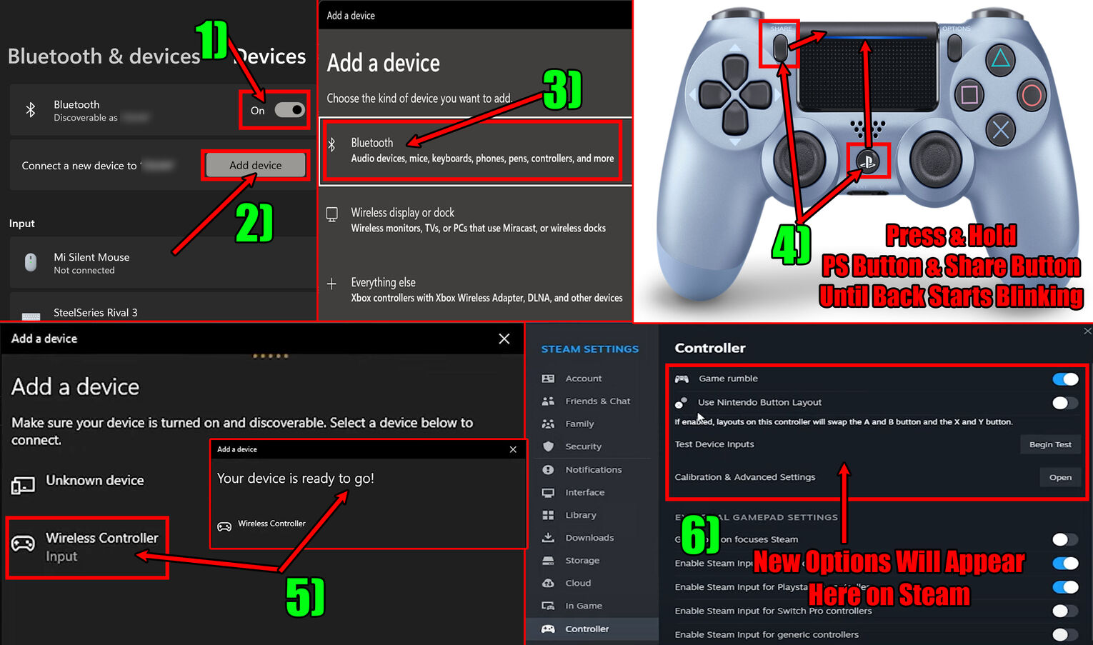 Steam Connect PS4 Controller Using Bluetooth