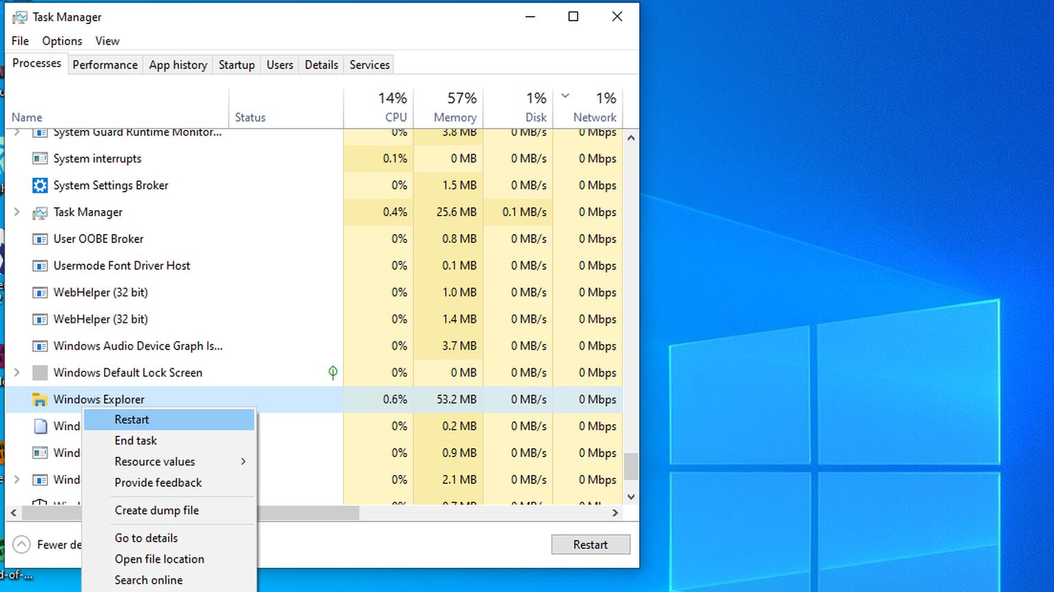 Windows Explorer Restart