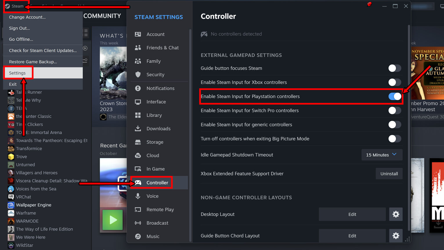 Steam How to Enable PS5 Controller Input