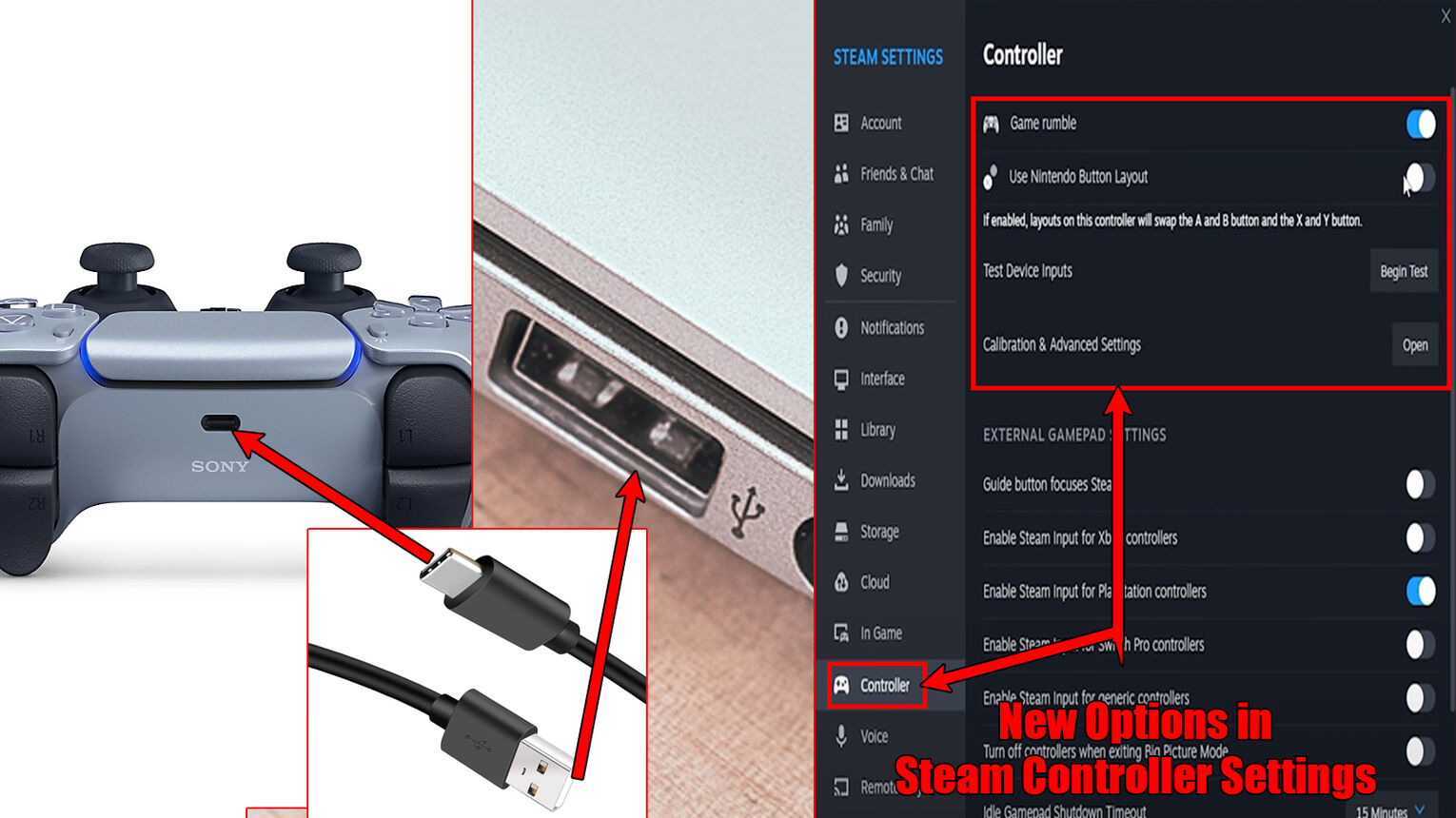 Steam How to Connect PS5 Controller With USB Cable