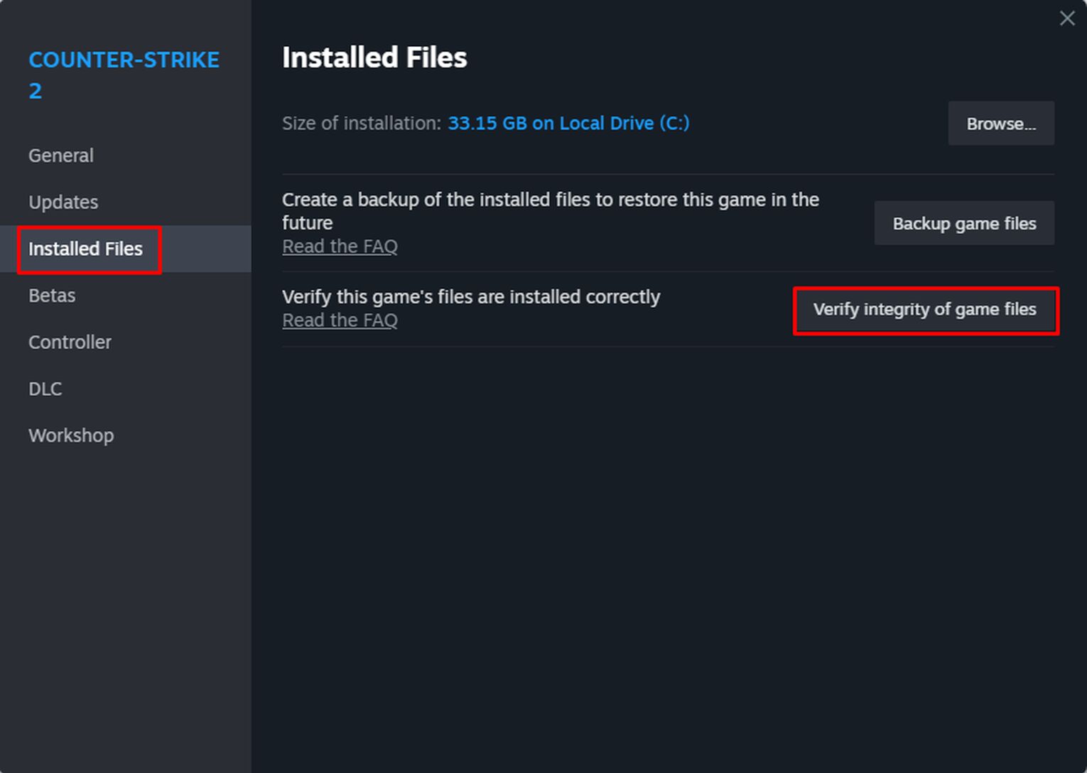 Verifying the integrity of your game files