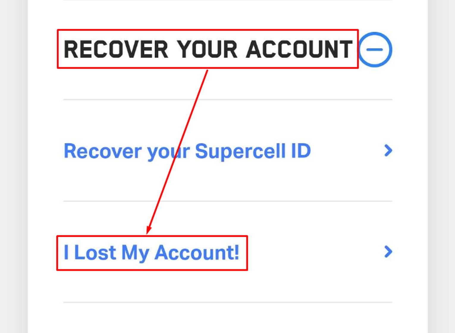 Head Over To “I Lost My Account”