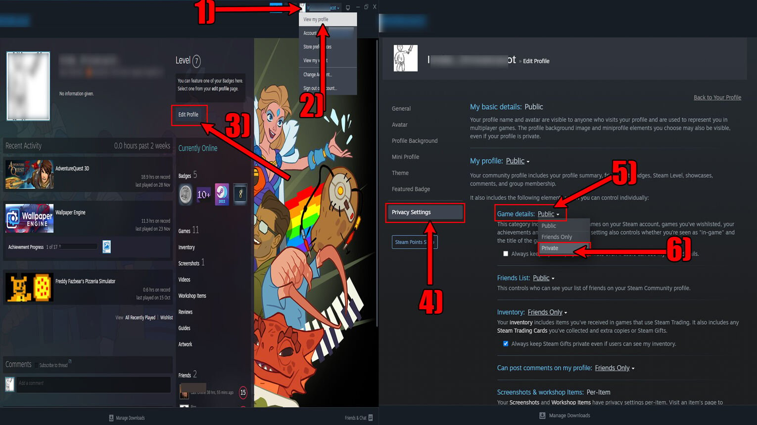 Steam How to Hide Games From Friends