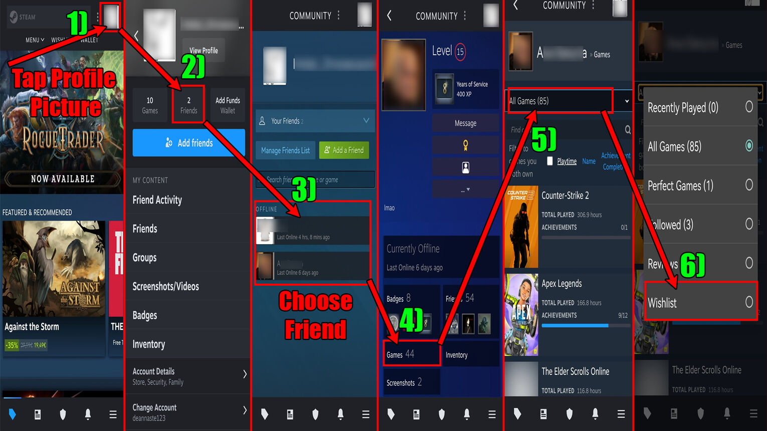 Steam How to See Friends Wishlist on Mobile App