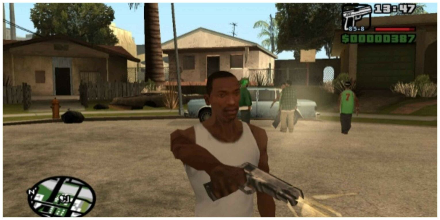 CJ shooting a gun - GTA: San Andreas
