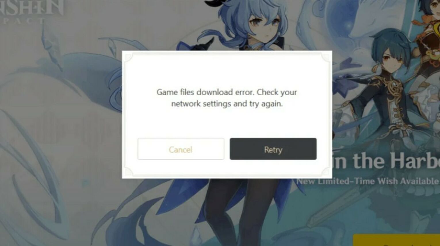 Genshin Impact Game Files Download Error Message