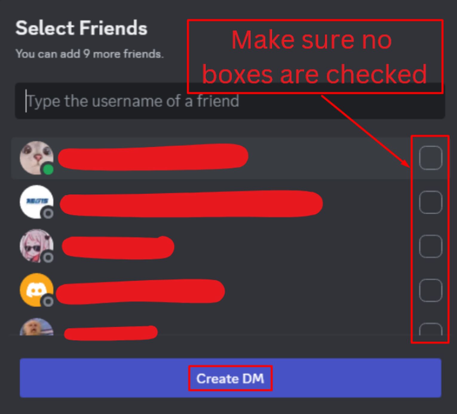 Do Not Add Anyone, And Click Create DM