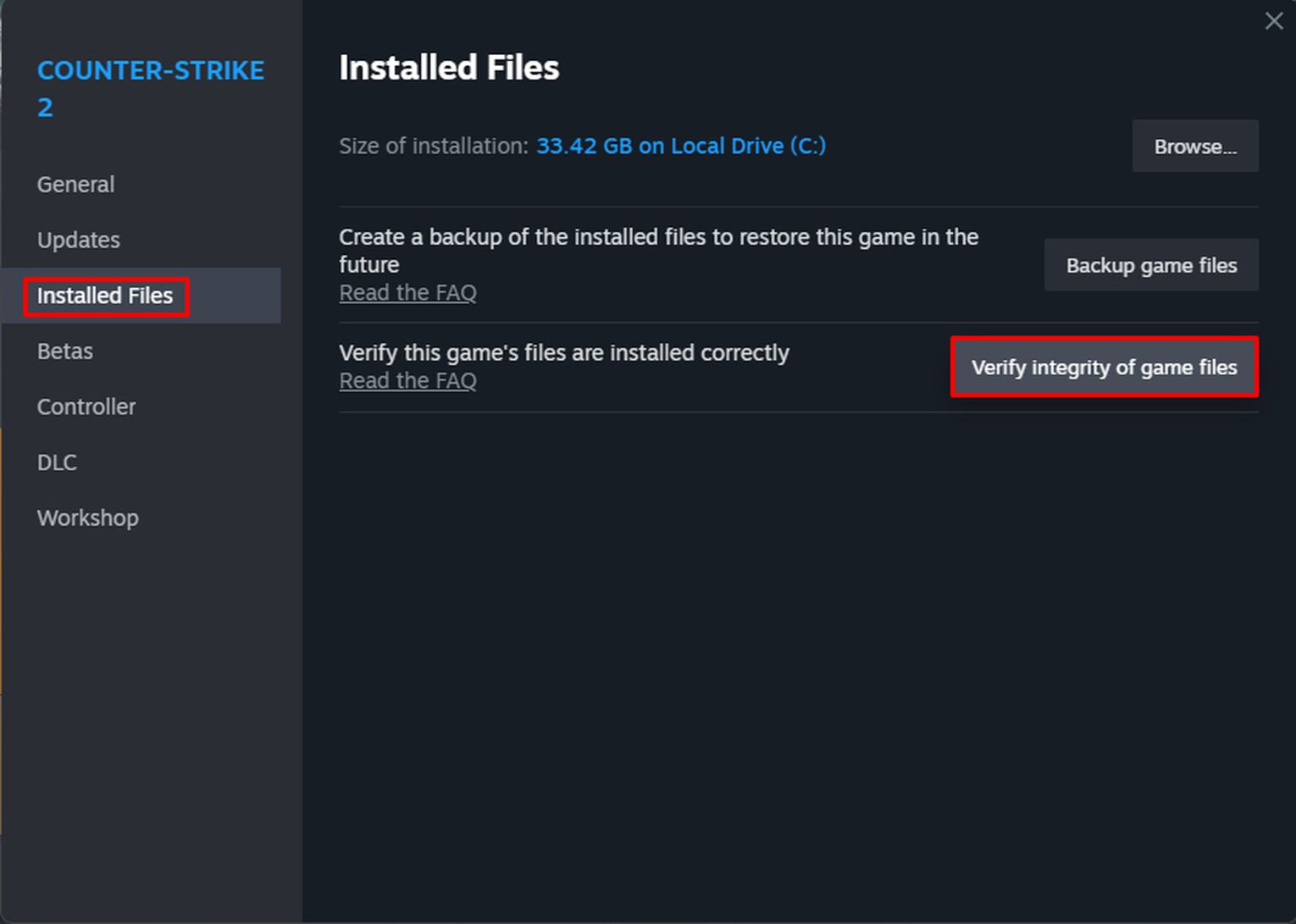 Verify The Integrity Of CS2 Game Files