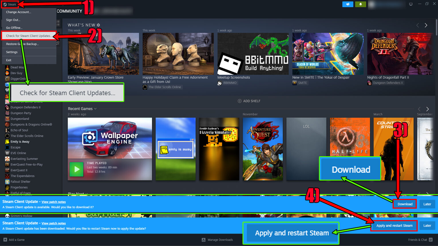 Steam How to Update Client