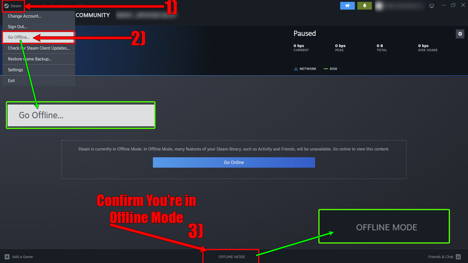 Steam How to Turn On Offline Mode