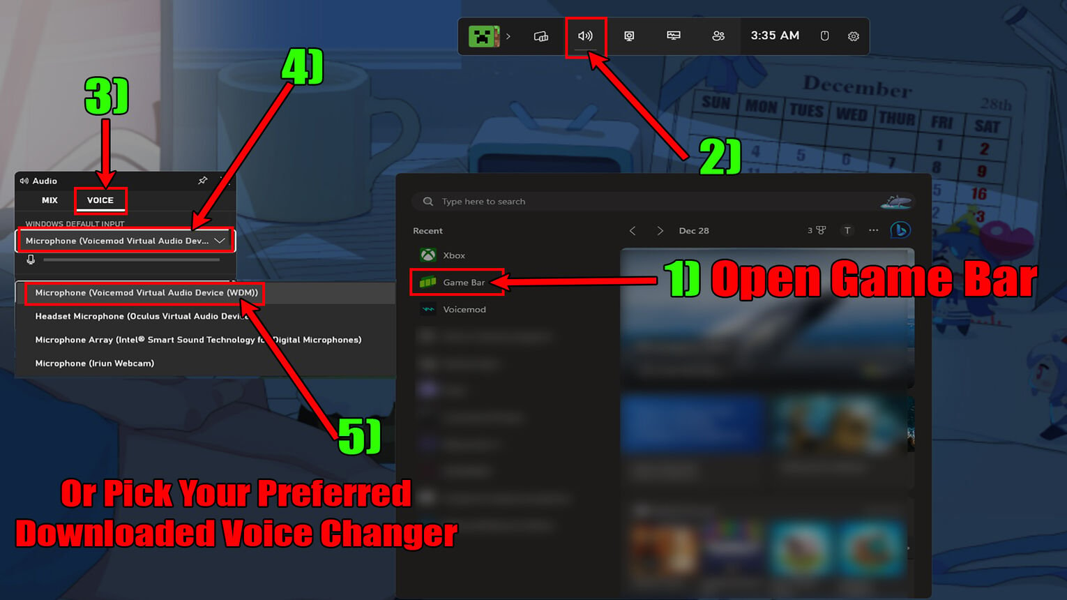 Xbox Game Bar Set Voicemod as Microphone Voice Changer