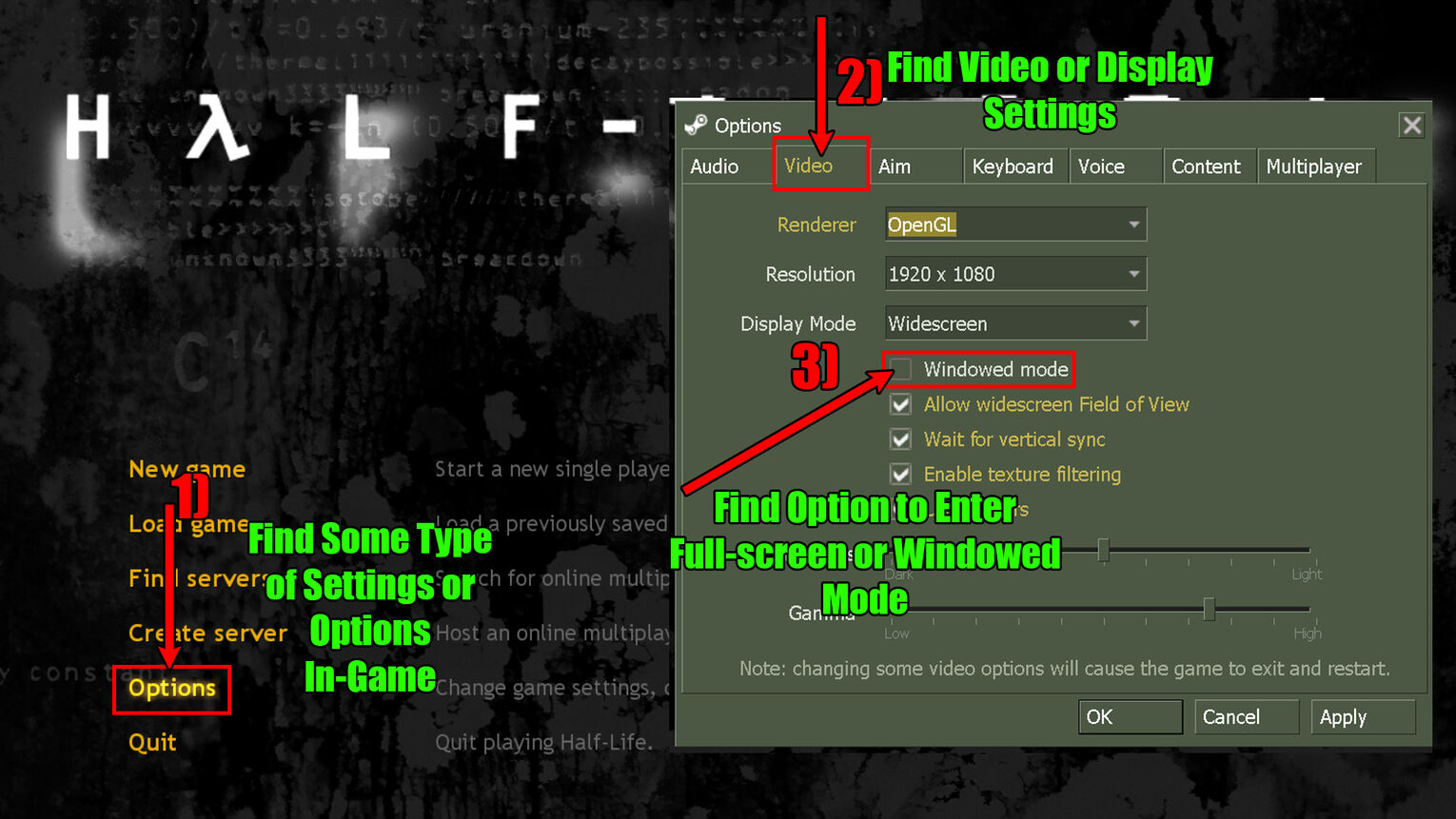 Steam How to Enable Full-Screen Mode Using In-Game Settings