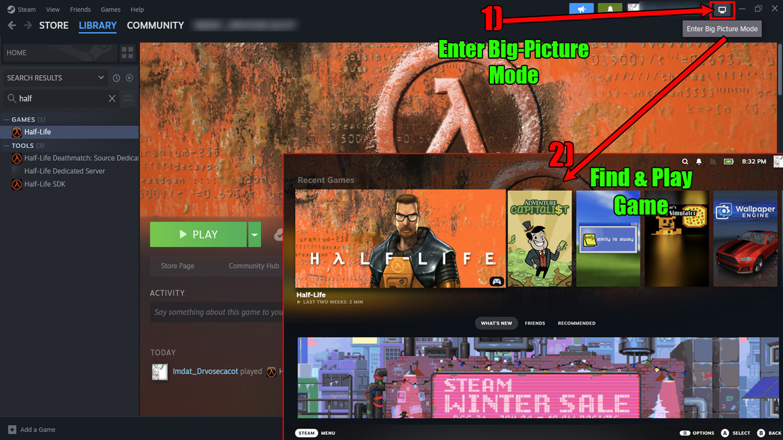 Steam How to Enter Big-Picture Mode