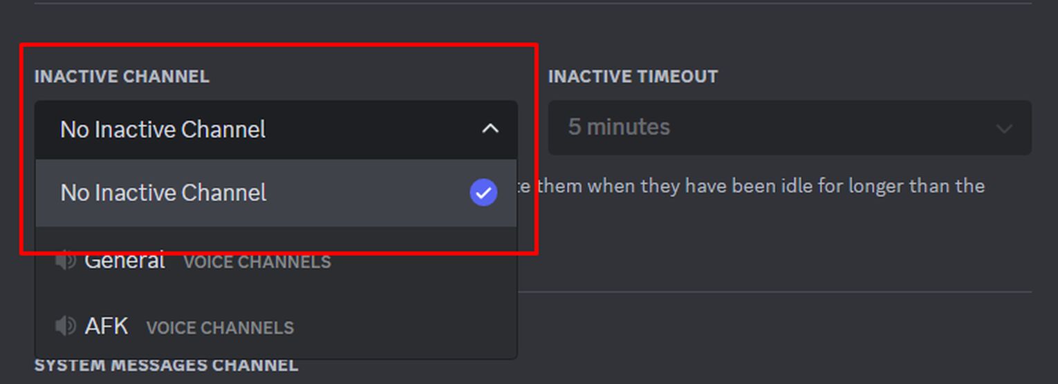 Turn Off Inactivity Timeout Channel