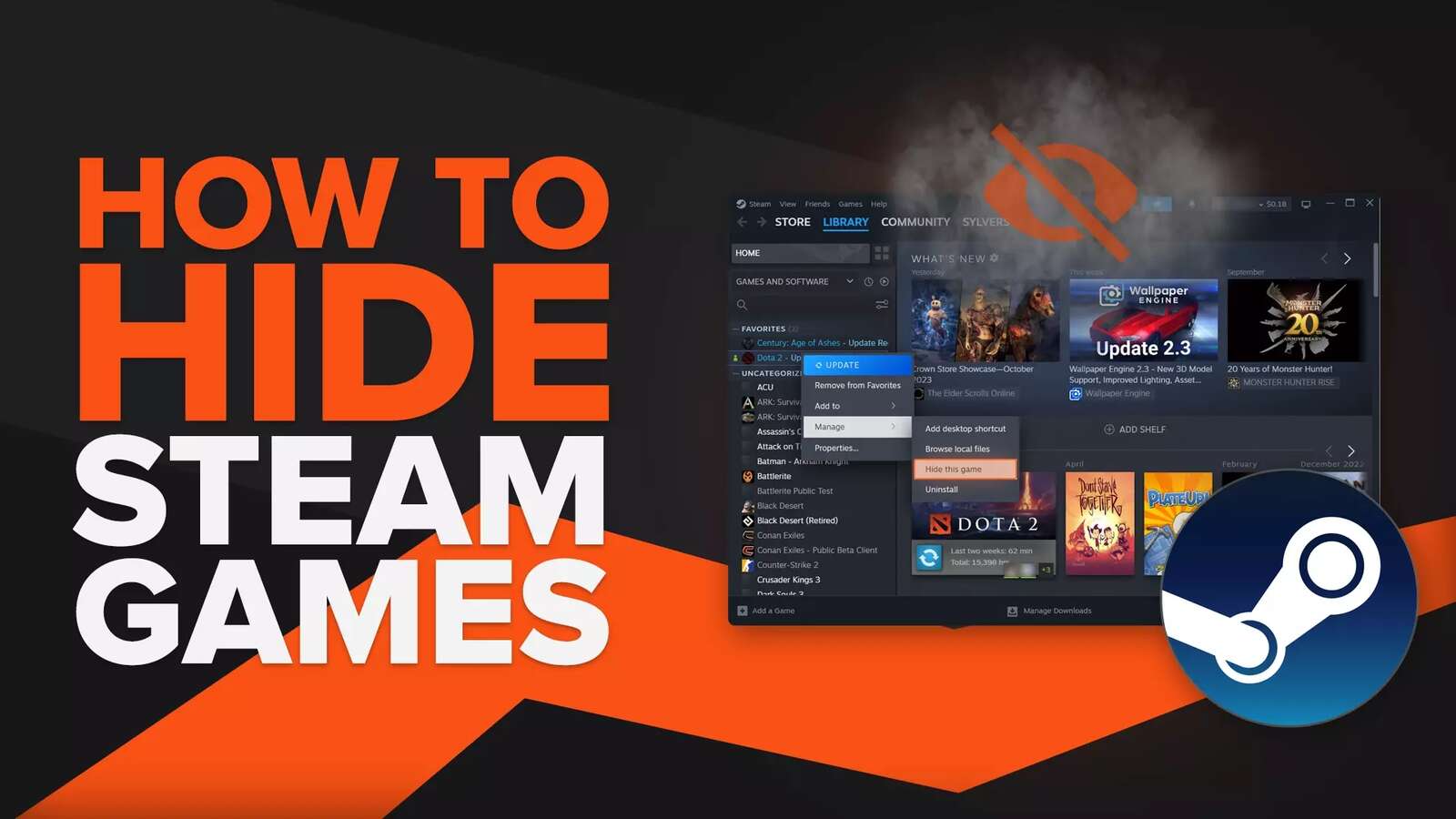 How to Quickly Hide Steam Games in Your Library