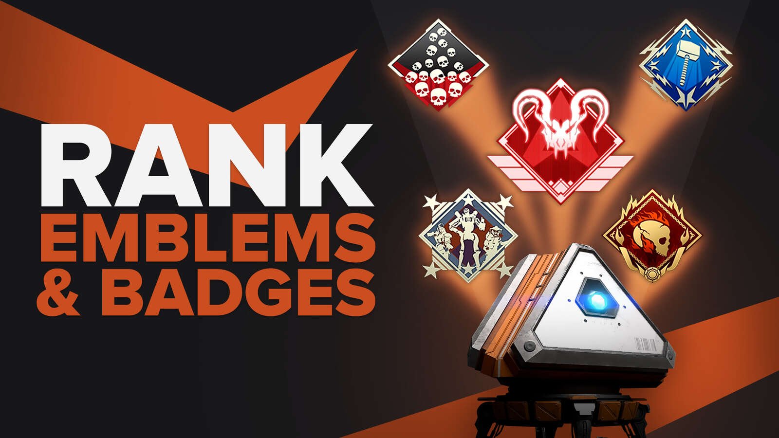 The various rank emblems and badges of Apex Legends