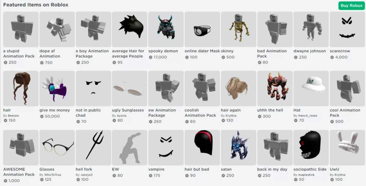 Items in Roblox