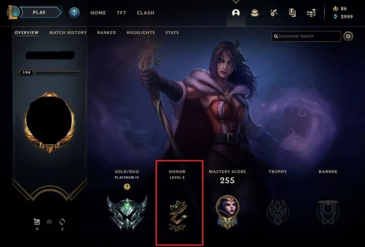 how to check honor level in lol