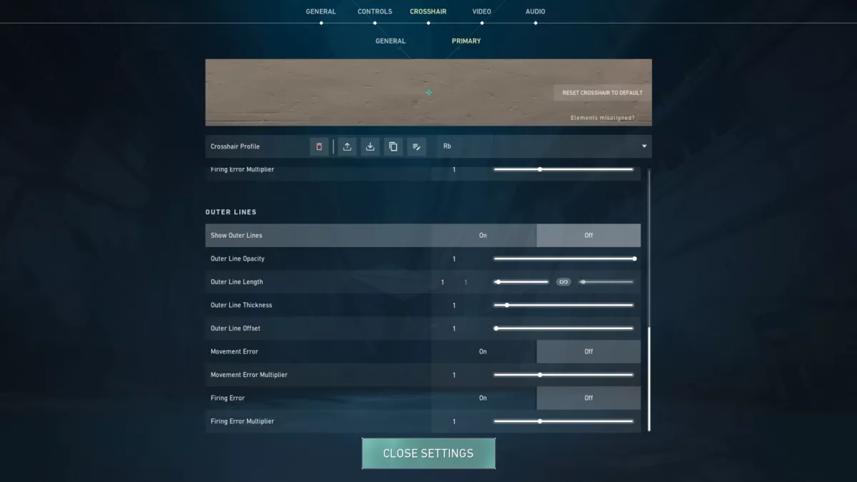Rb Valorant Crosshair Outer Line Settings