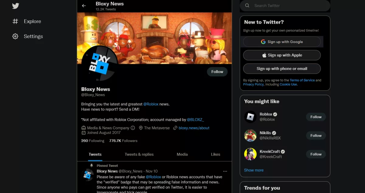 bloxy news twitter page