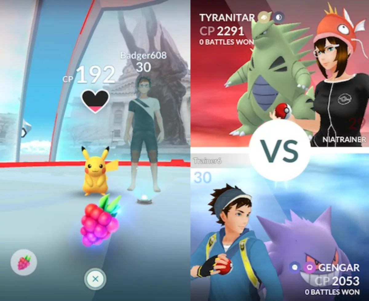 Pokemon Go Trainer and Gym Battles In-Game Footage