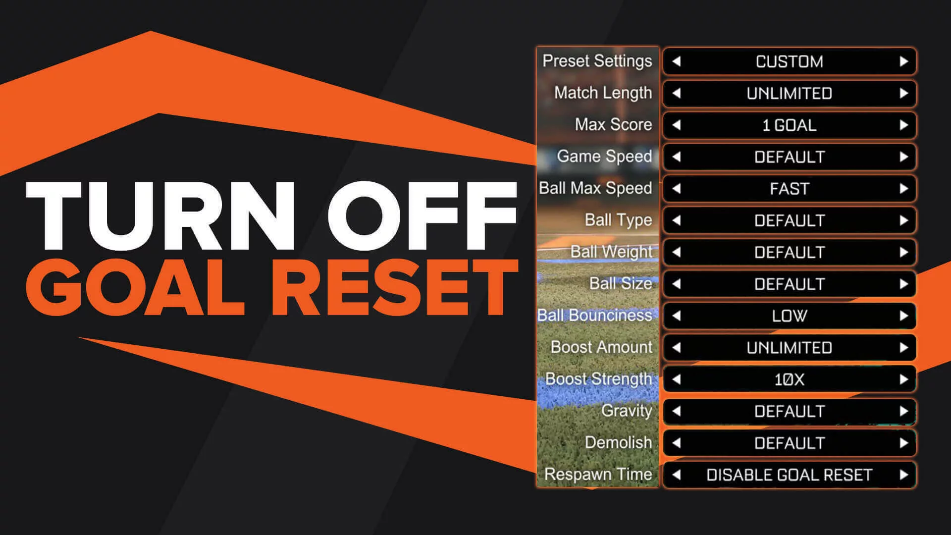 How to turn off goal reset in Rocket League [Training & Custom Game]