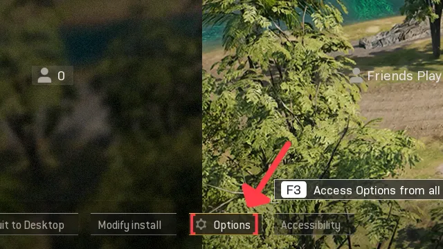 In game Options Show FPS guide
