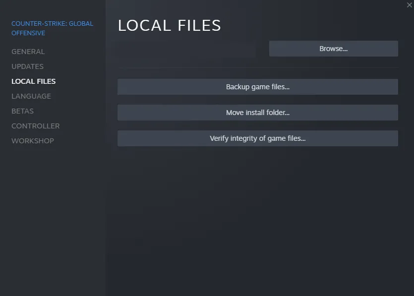 Verify integrity of game files Steam