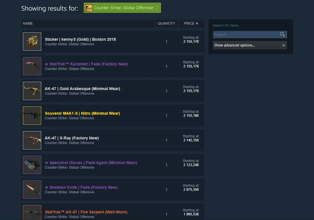 Remember that selling CS:GO items on Steam Marketplace means you won't be able to withdraw those funds.