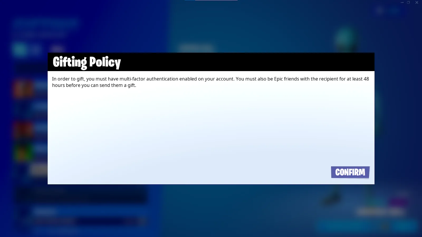 Epic Games Gifting Policy